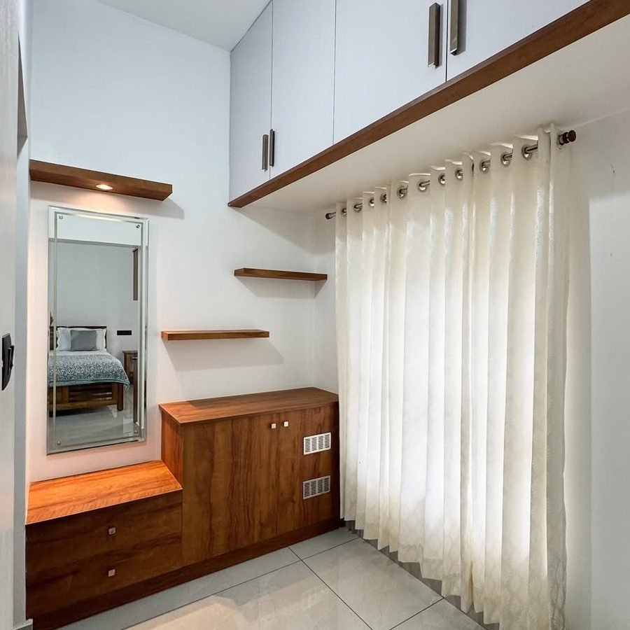 Wardrobe and storage nook at Jeevika Haven