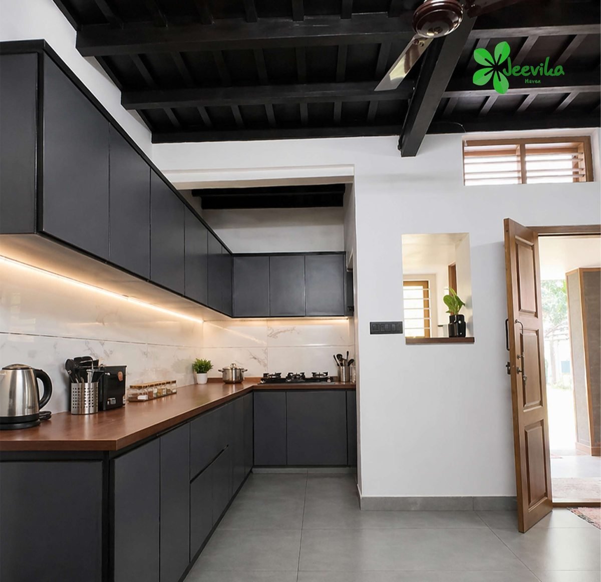 Fully equipped kitchen inside Jeevika Haven villa