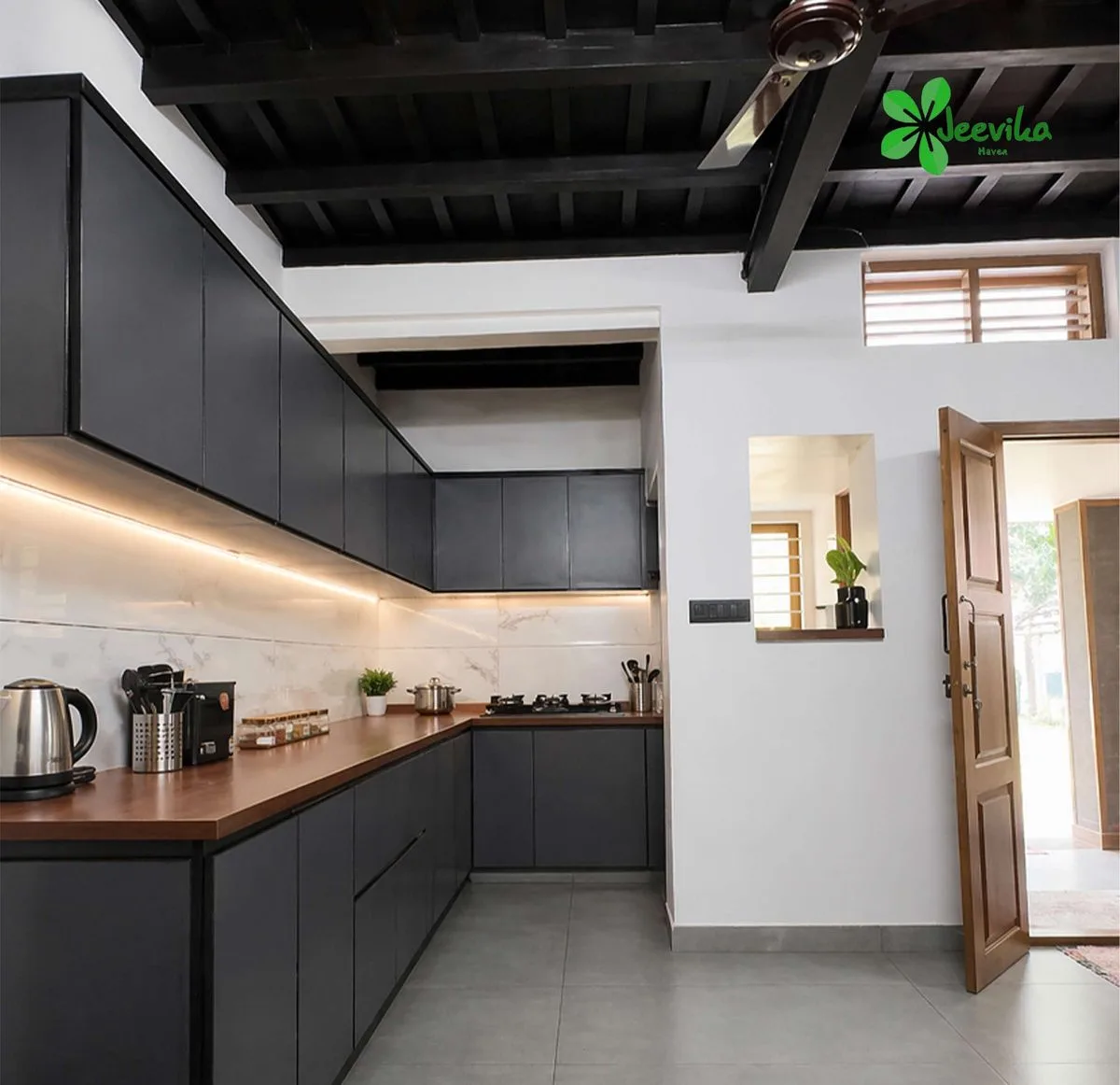 Fully equipped kitchen inside Jeevika Haven villa